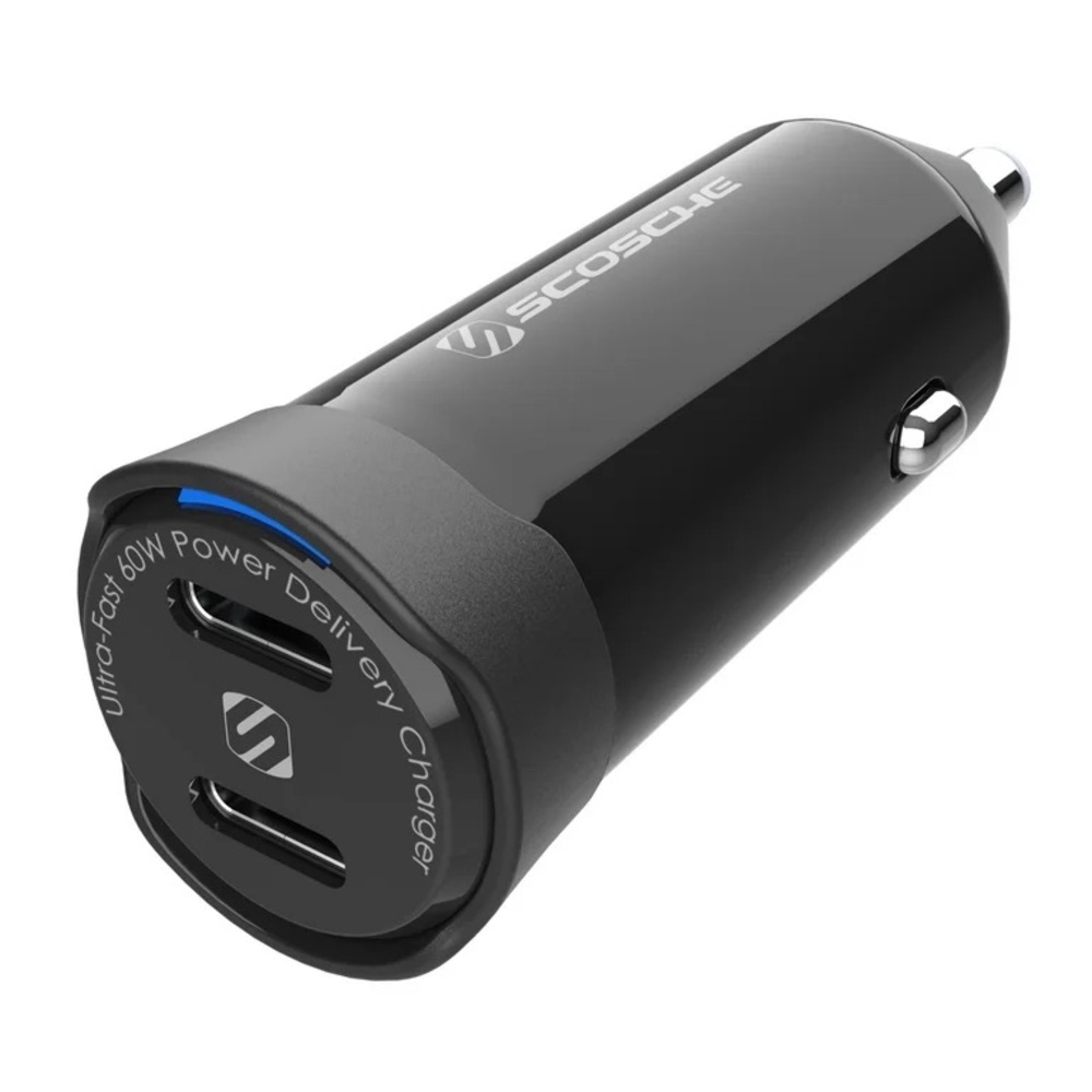 Scosche PowerVolt 60W Certified Dual USB-C Power Delivery 3.0 Fast Car Charger
